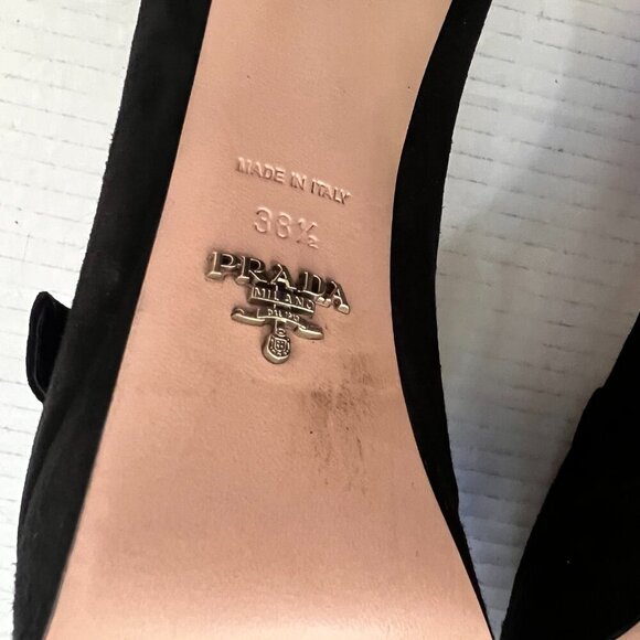 Prada Suede fringe block heels shoes size 38.5 - Picture 7 of 11